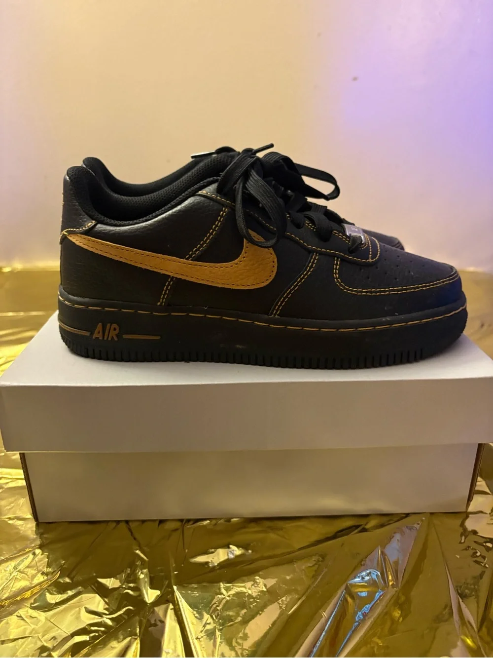Nike Air Force One Sneakers with Gold Accent Details